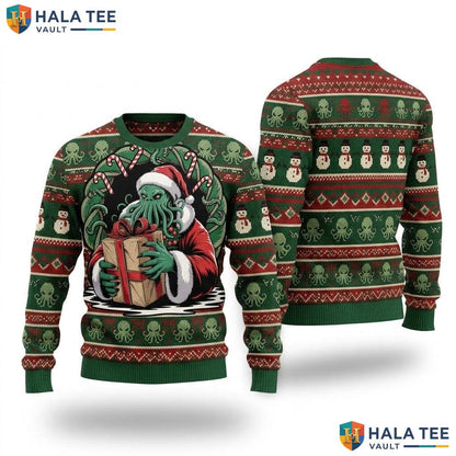 Cthulhu Santa Lovecraft Ugly Christmas Sweater Funny Horror Holiday