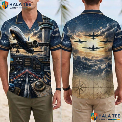 Custom Pilot Aviation Tropical Shirt Personalized Name Airplane Gift Top