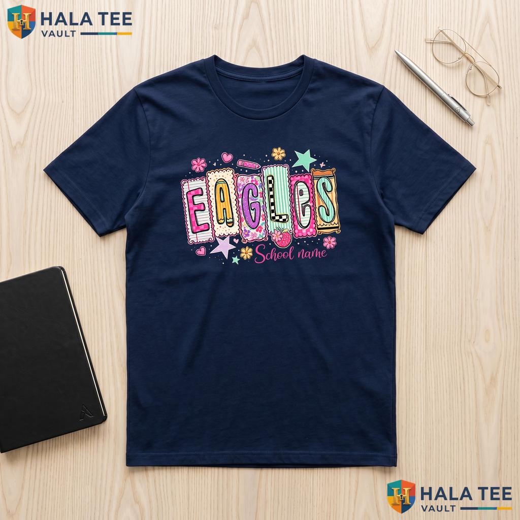 Custom Preppy School Mascot Shirt Colorful Stars Pencil Back To School Top Adult
