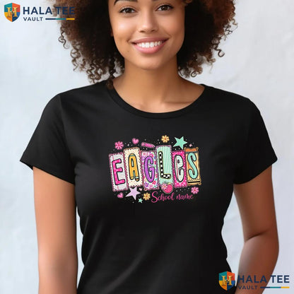 Custom Preppy School Mascot Shirt Colorful Stars Pencil Back To School Top Adult
