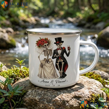 Custom Skeleton Wedding Ceramic Mug Personalized Halloween Coffee Accent Mug
