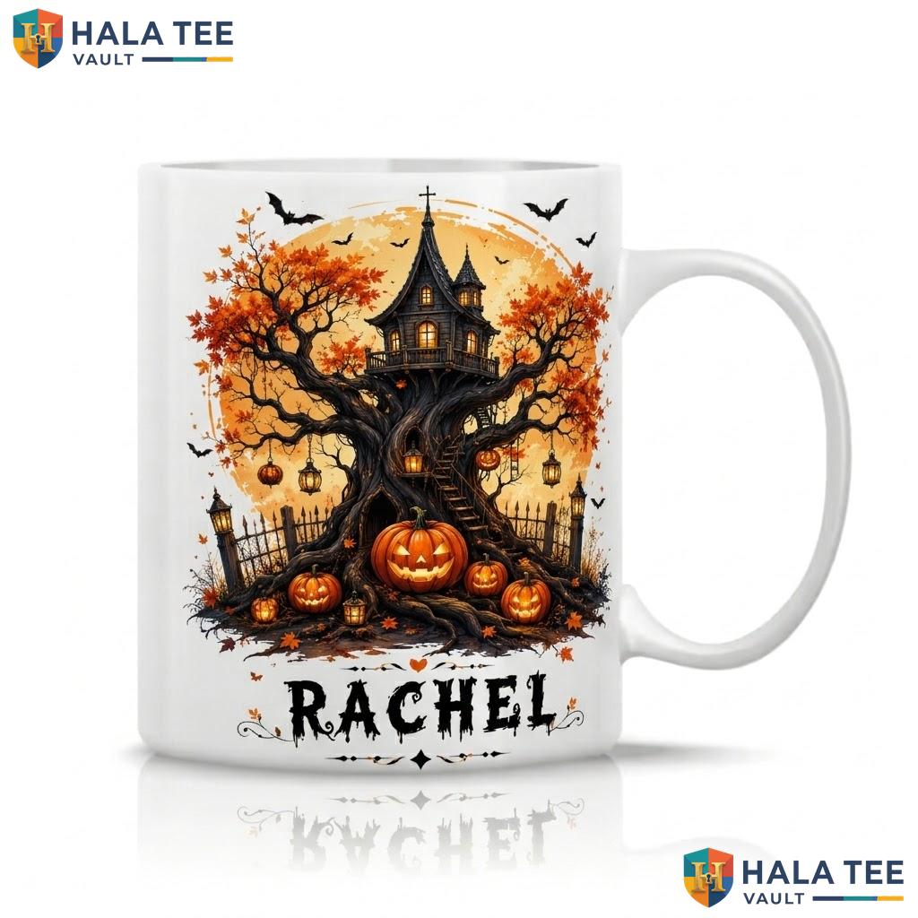 Custom Spooky Tree Halloween Mug Personalized October Decorative Ceramic Cup