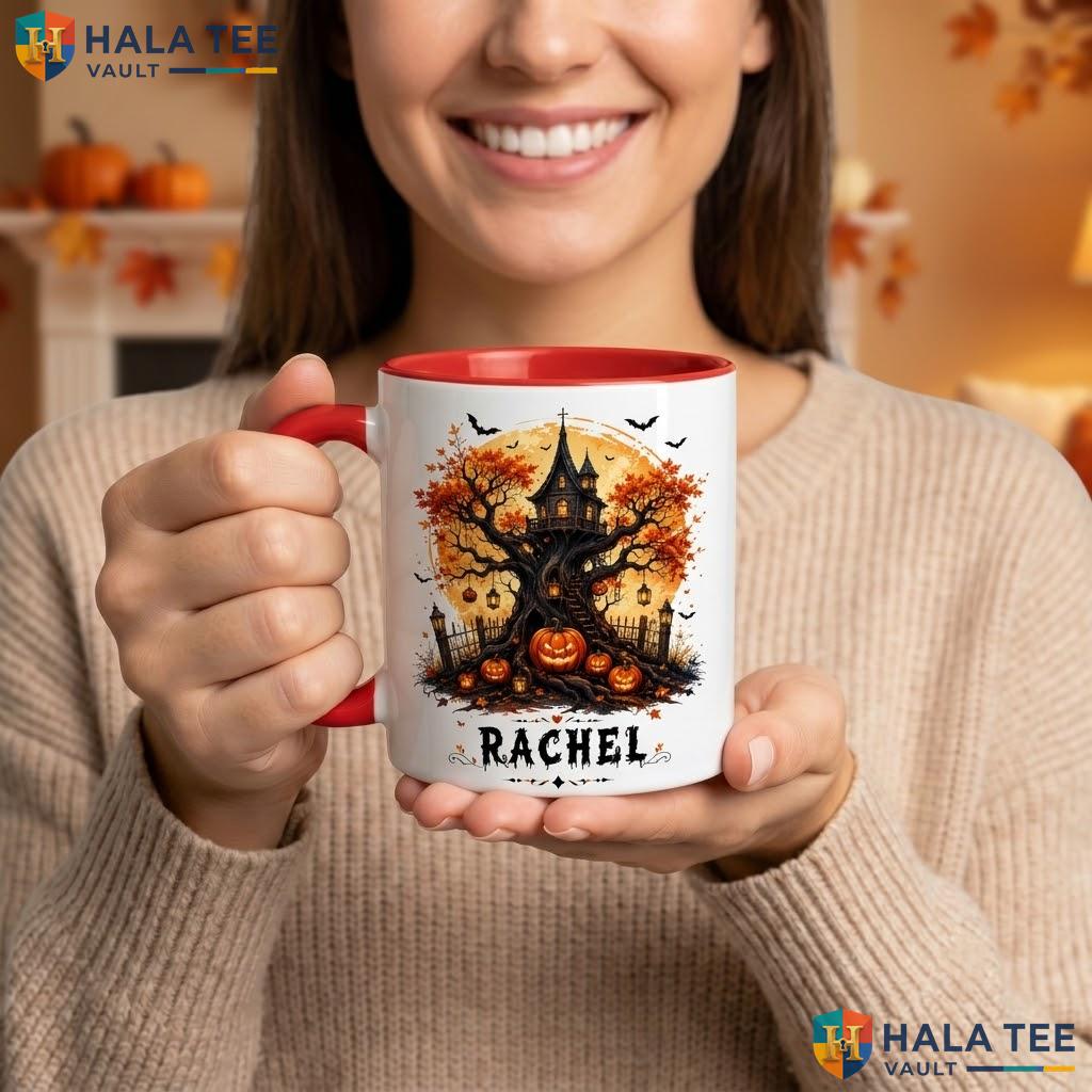 Custom Spooky Tree Halloween Mug Personalized October Decorative Ceramic Camping Mug