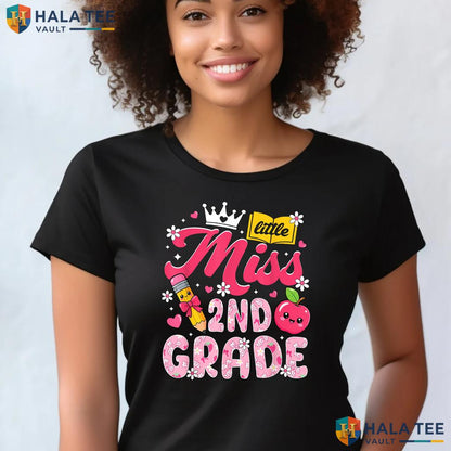 Cute 2nd Grade First Day Shirt Back To School Girls Kids Graphic Top Adult