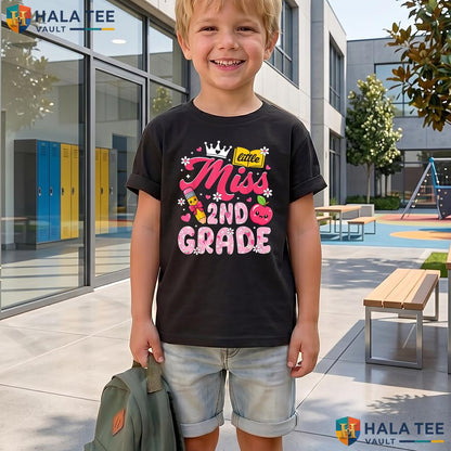 Cute 2nd Grade First Day Shirt Back To School Girls Kids Graphic Top Adult