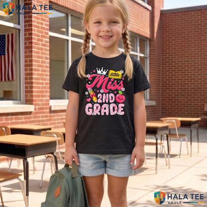 Cute 2nd Grade First Day Shirt Back To School Girls Kids Graphic Top Adult
