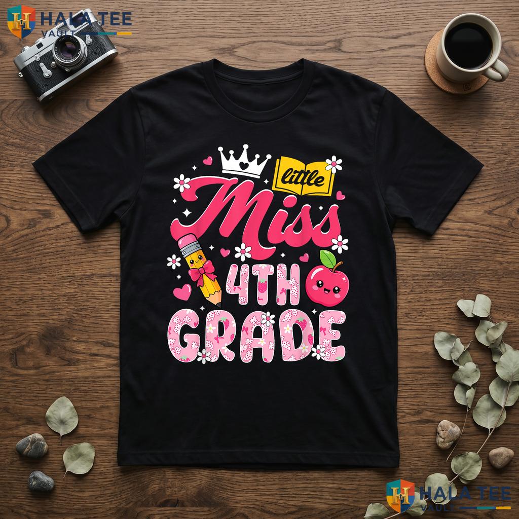 Cute 4th Grade First Day Shirt Back To School Girls Kids Graphic Top