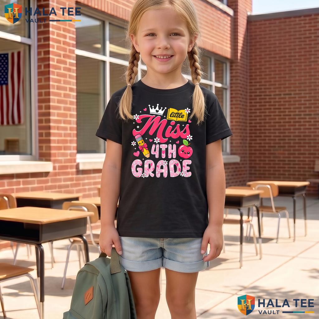 Cute 4th Grade First Day Shirt Back To School Girls Kids Graphic Top Adult