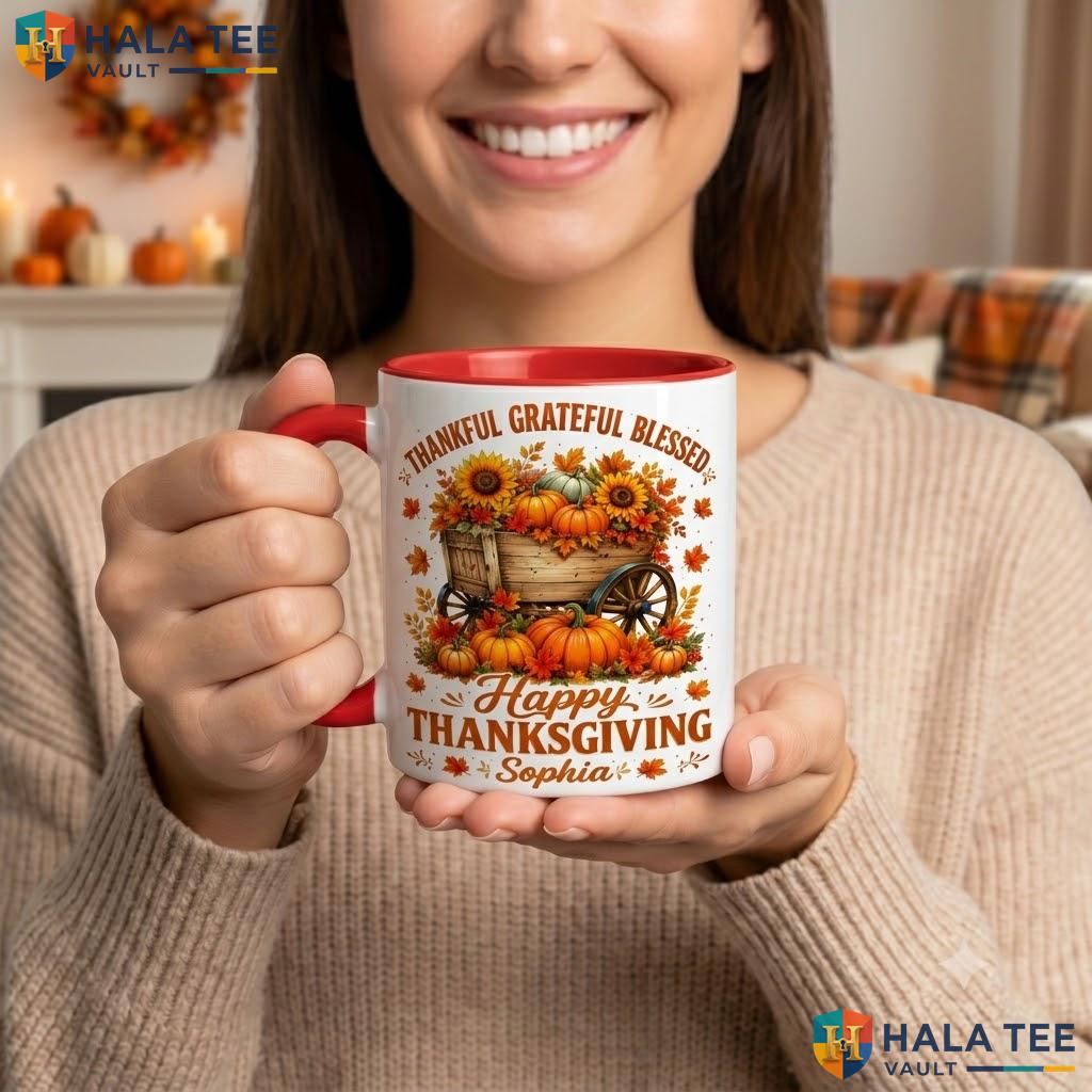 Cute Autumn Ghost Custom Camping Mug Personalized Thanksgiving Coffee Cup