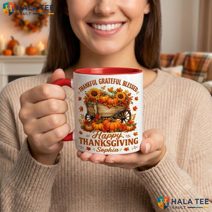 Cute Autumn Ghost Custom Camping Mug Personalized Thanksgiving Coffee Cup