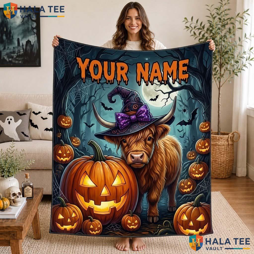 Cute Cow Halloween Blanket Personalized Pumpkin Kids Teen Throw Decor