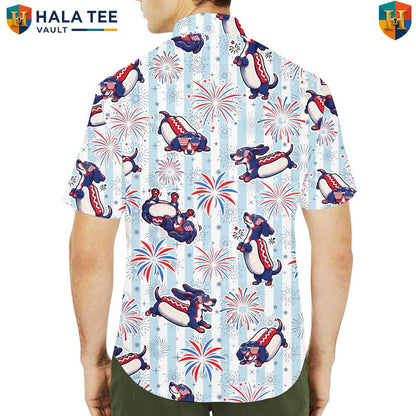 Cute Dachshund Dog Short-sleeve button-up shirt Mens Tropical Weekend Holiday Resort Wear