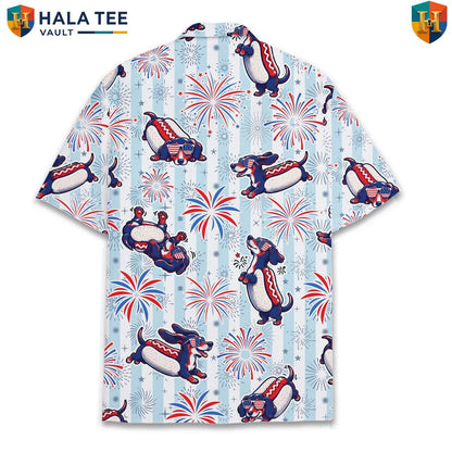 Cute Dachshund Dog Short-sleeve button-up shirt Mens Tropical Weekend Holiday Resort Wear