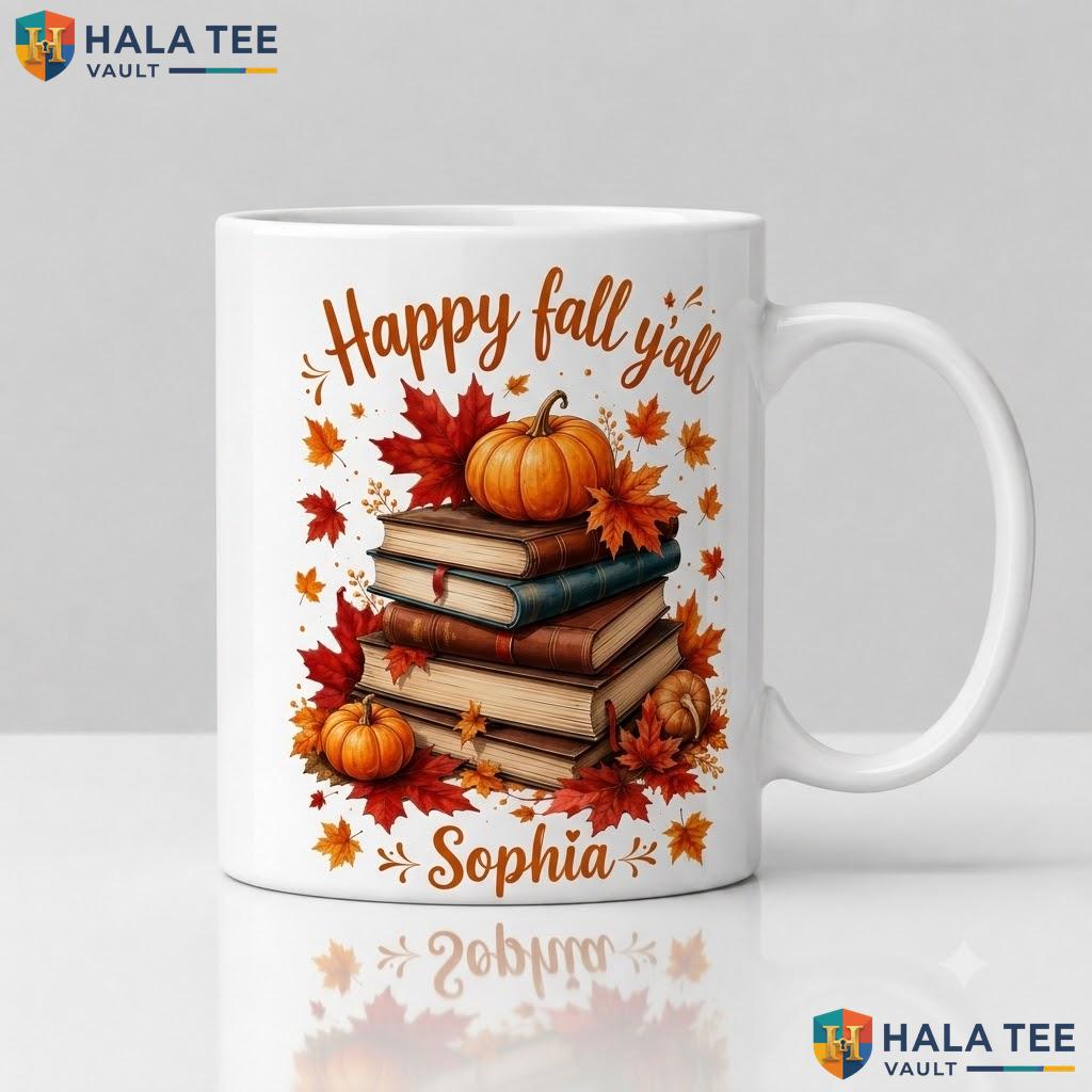 Cute Fall Ghost Maple Leaf Mug Personalized Autumn Thanksgiving Cup