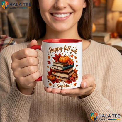 Cute Fall Ghost Maple Leaf Mug Personalized Autumn Thanksgiving Cup Camping Mug