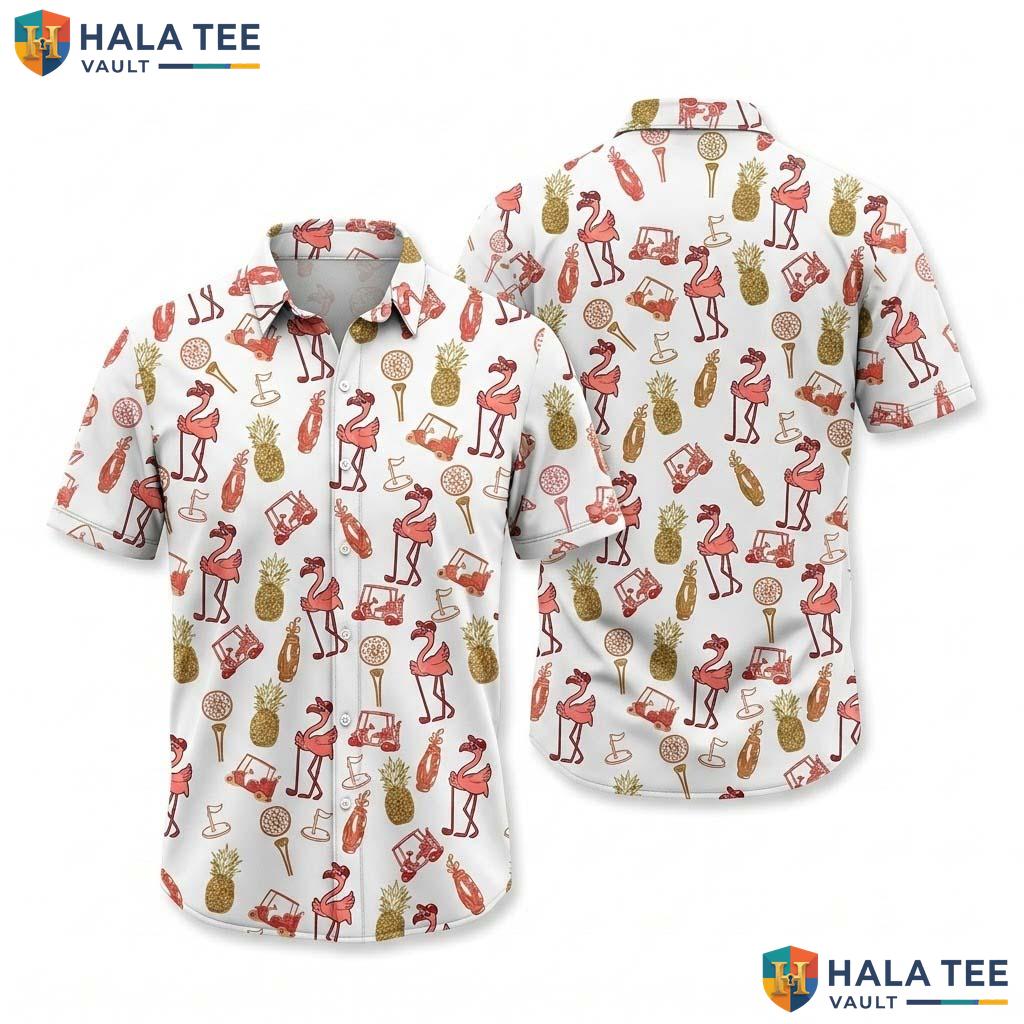 Cute Flamingo Hawaiian Shirt Vibrant Tropical Design Short Sleeve Button Up