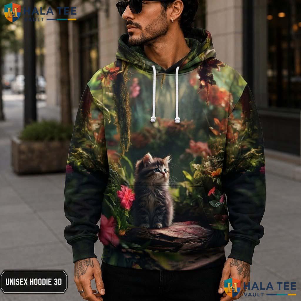 Cute Forest Cat 3D Printed Hoodie Kids Novelty Galaxy Printed Pullover Apparel