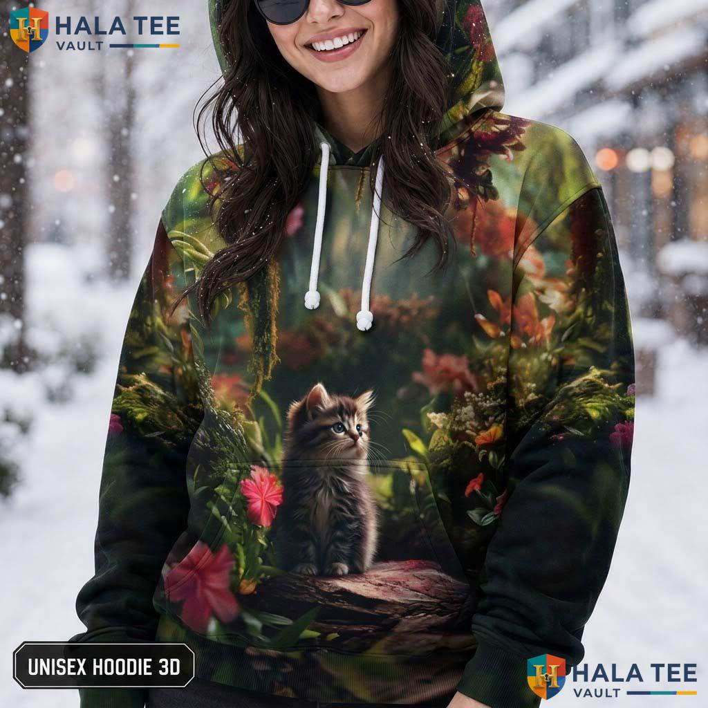 Cute Forest Cat AOP Hoodie Kids Novelty Galaxy Printed Pullover Apparel