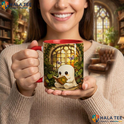 Cute Ghost Reading Book Ceramic Mug Book Lover Halloween Coffee Camping Mug