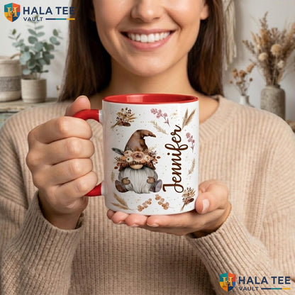 Cute Gnome Ghost Plant Ceramic Mug Funny Halloween Garden Lover Gift Camping Mug