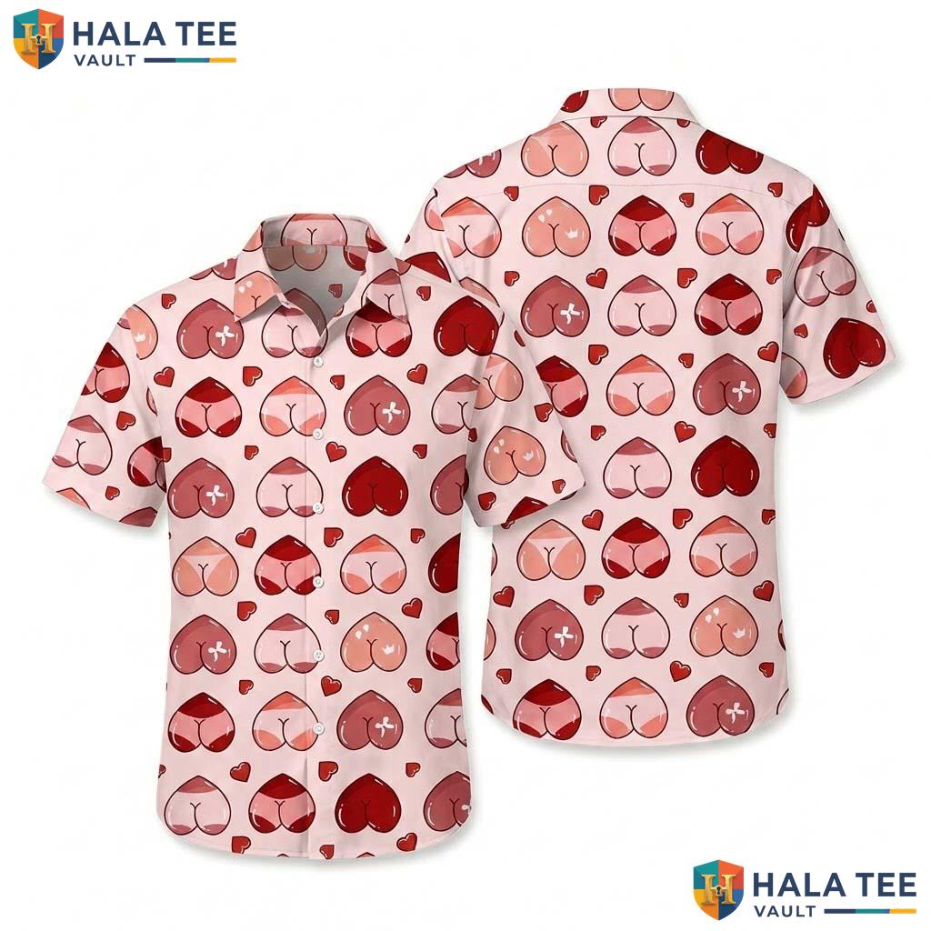 Cute Heart Personalized Hawaiian Shirt 3D Short Sleeve Button Down Top