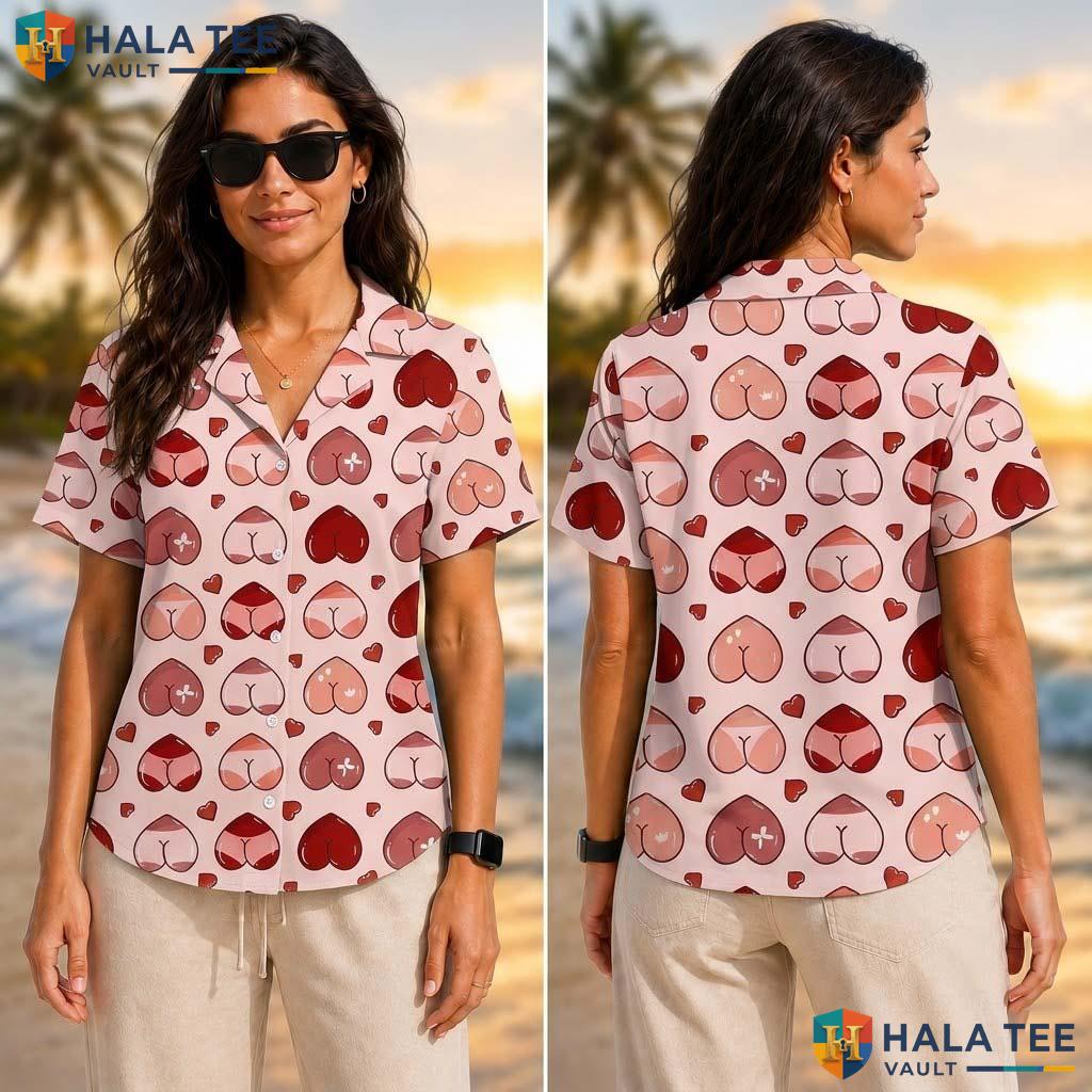 Cute Heart Personalized Tropical Shirt 3D Short Sleeve Button Down Top