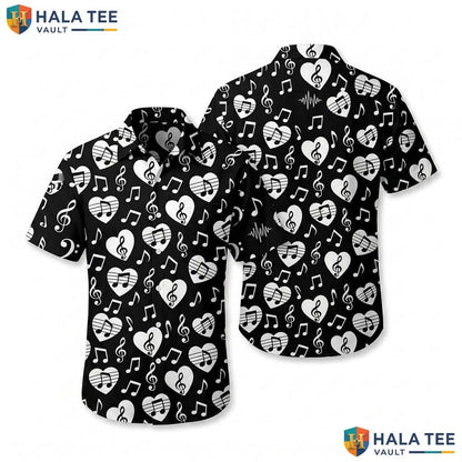 Cute Music Lover Hawaiian Shirt Vibrant Music Note Summer Button Down Top