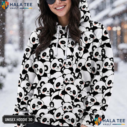 Cute Panda Skull AOP Hoodie Men Women Graphic Novelty Pullover Apparel