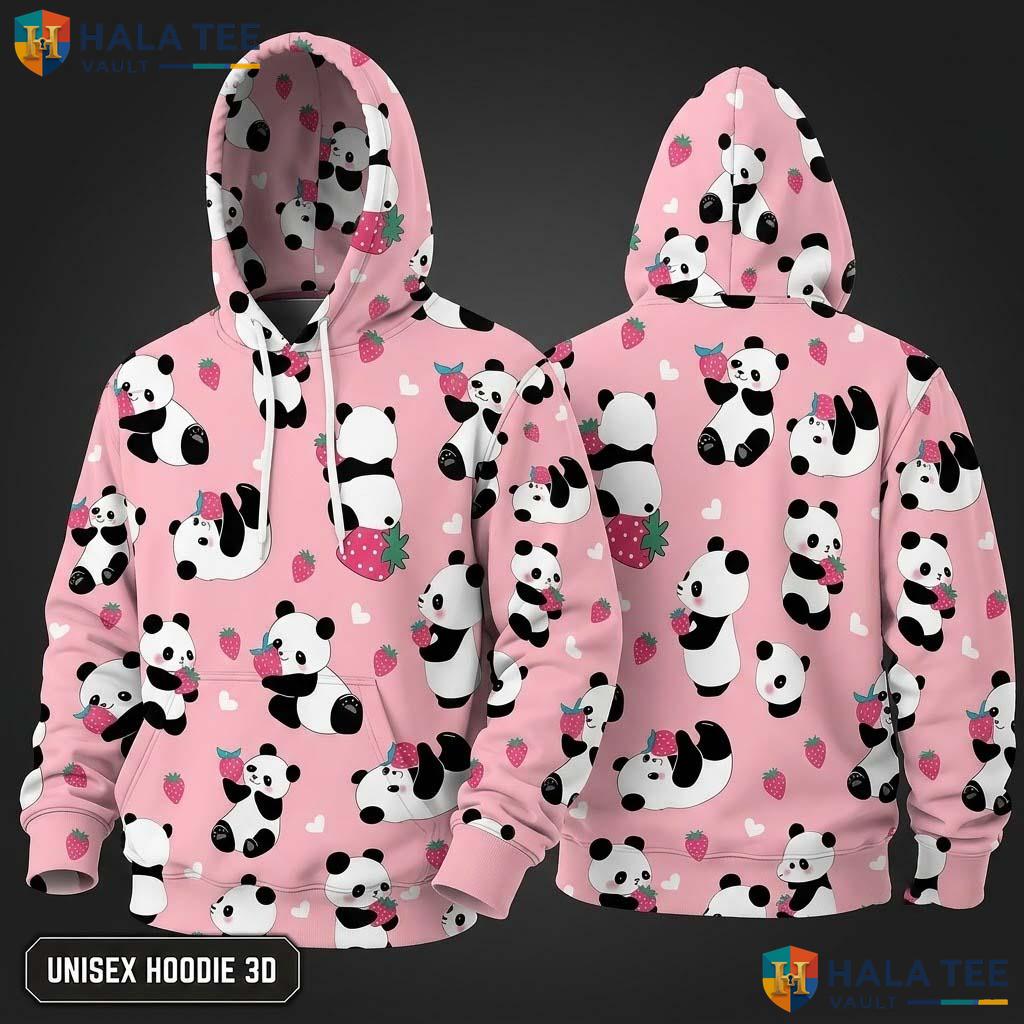 Cute Pink Panda Skull Hoodie Men Women 3D Graphic Novelty Pullover Top