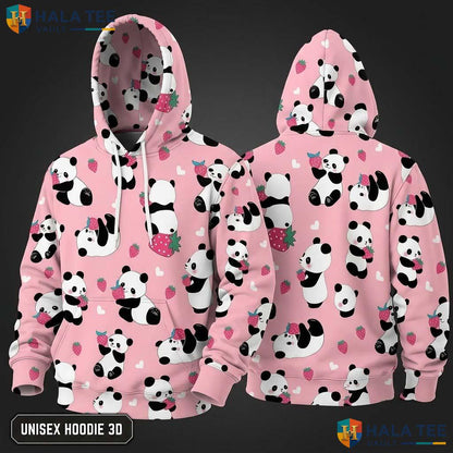 Cute Pink Panda Skull Hoodie Men Women 3D Graphic Novelty Pullover Top