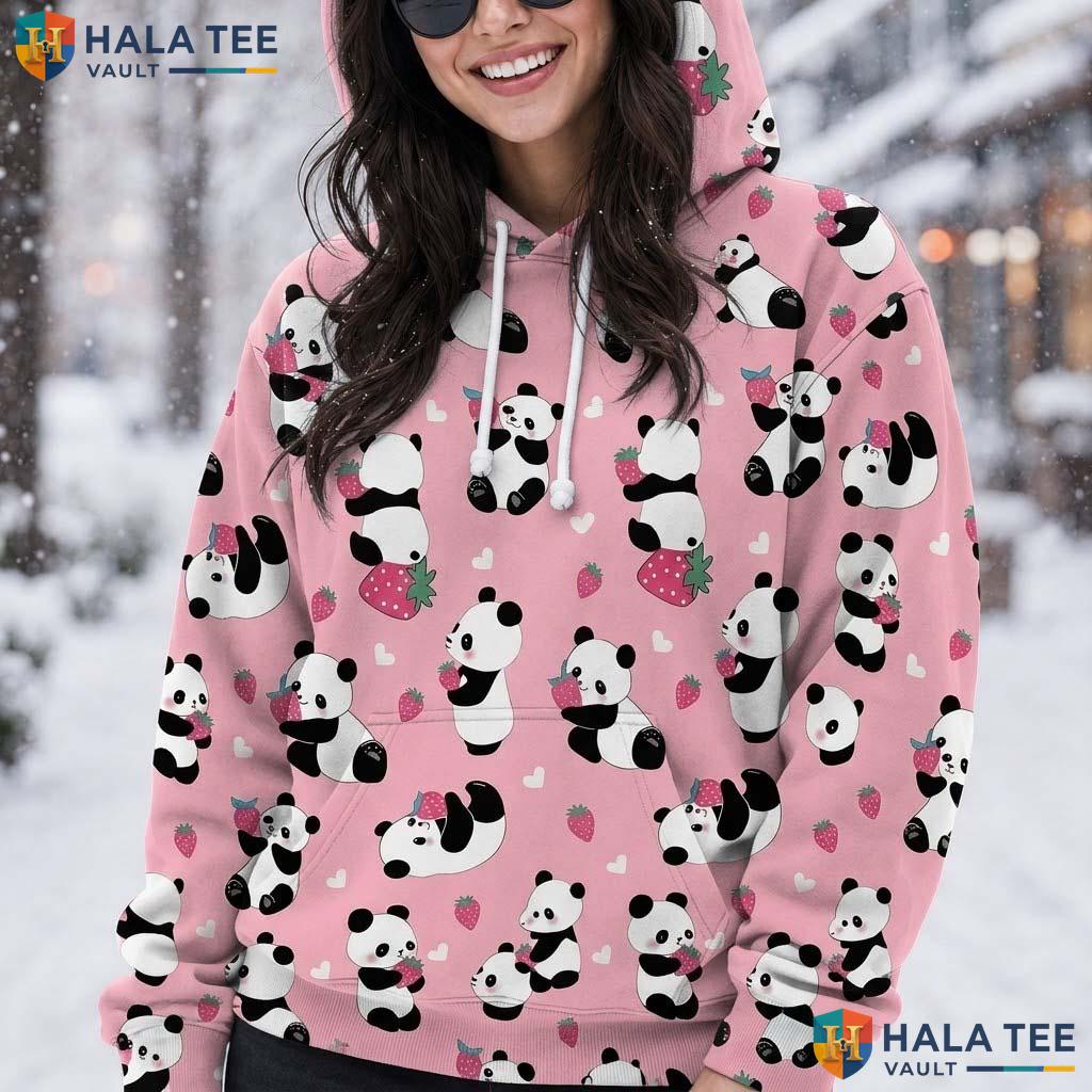 Cute Pink Panda Skull Hoodie Men Women 3D Graphic Novelty Pullover Top AOP Hoodie