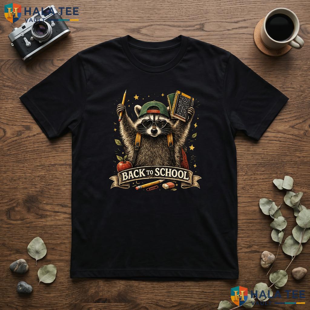 Cute Raccoon Teacher School Shirt Back To School Supplies Graphic Apparel