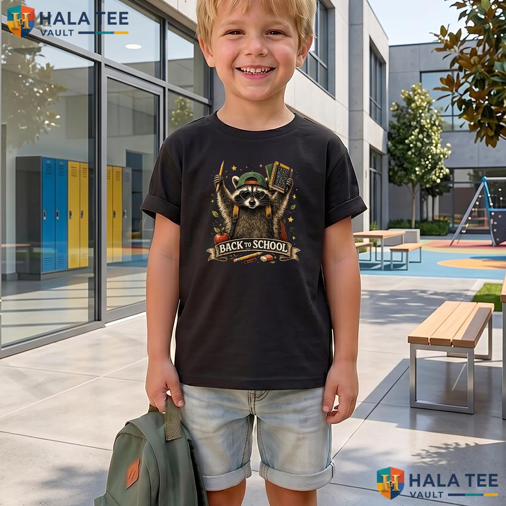 Cute Raccoon Teacher School Shirt Back To School Supplies Graphic Apparel Adult