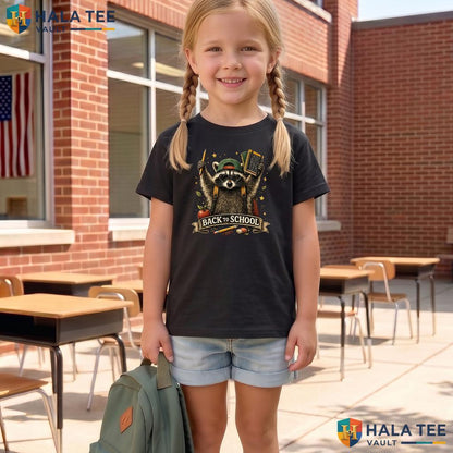 Cute Raccoon Teacher School Shirt Back To School Supplies Graphic Apparel Adult