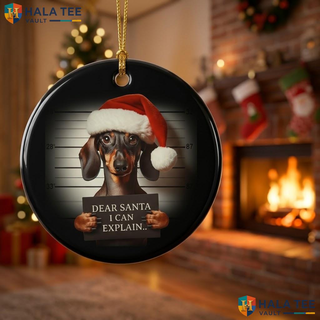 Dachshund Dear Santa Christmas Ornament Weiner Dog Holiday Decor Gift