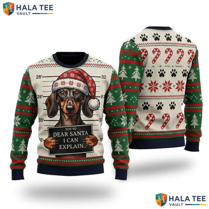 Dachshund Dear Santa Christmas Sweater Funny Wiener Dog Holiday Top
