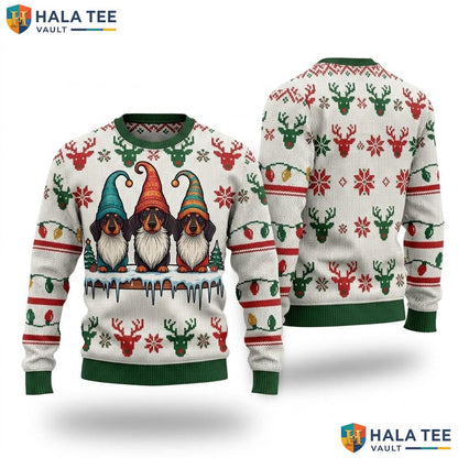 Dachshund Dog Gnomies Christmas Sweater Funny Mens Womens Kids Outfit