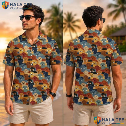Dachshund Graphic Farm Life Tropical Shirt Mens Aloha Vacation Apparel