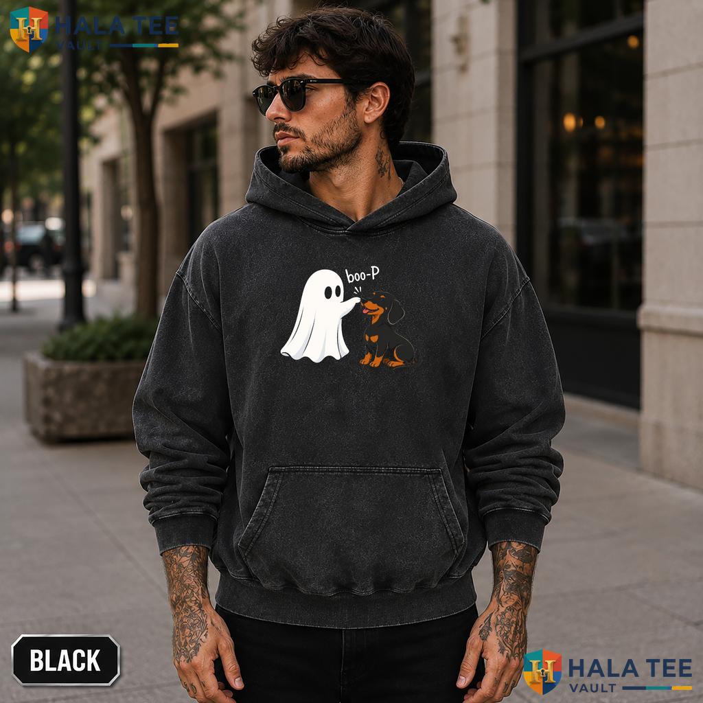 Dachshund Nose Boop Acid Washed T-Shirt Funny Boo Ghost Halloween Dog Lover