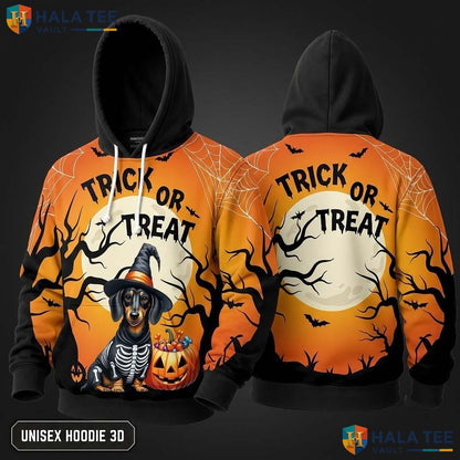 Dachshund Pumpkin Dog 3D Hoodie Cute Trick Or Treat Halloween Apparel