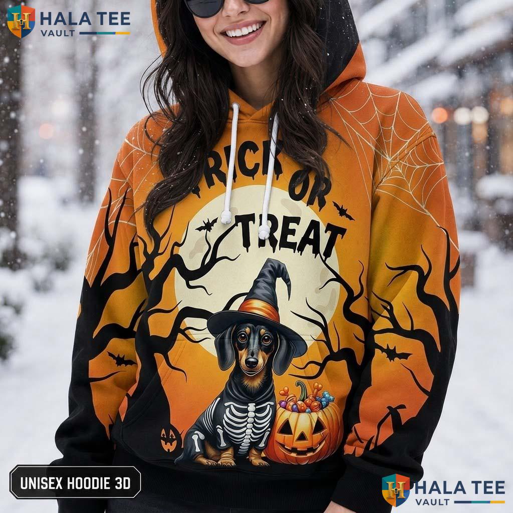 Dachshund Pumpkin Dog 3D Printed Hoodie Cute Trick Or Treat Halloween Apparel