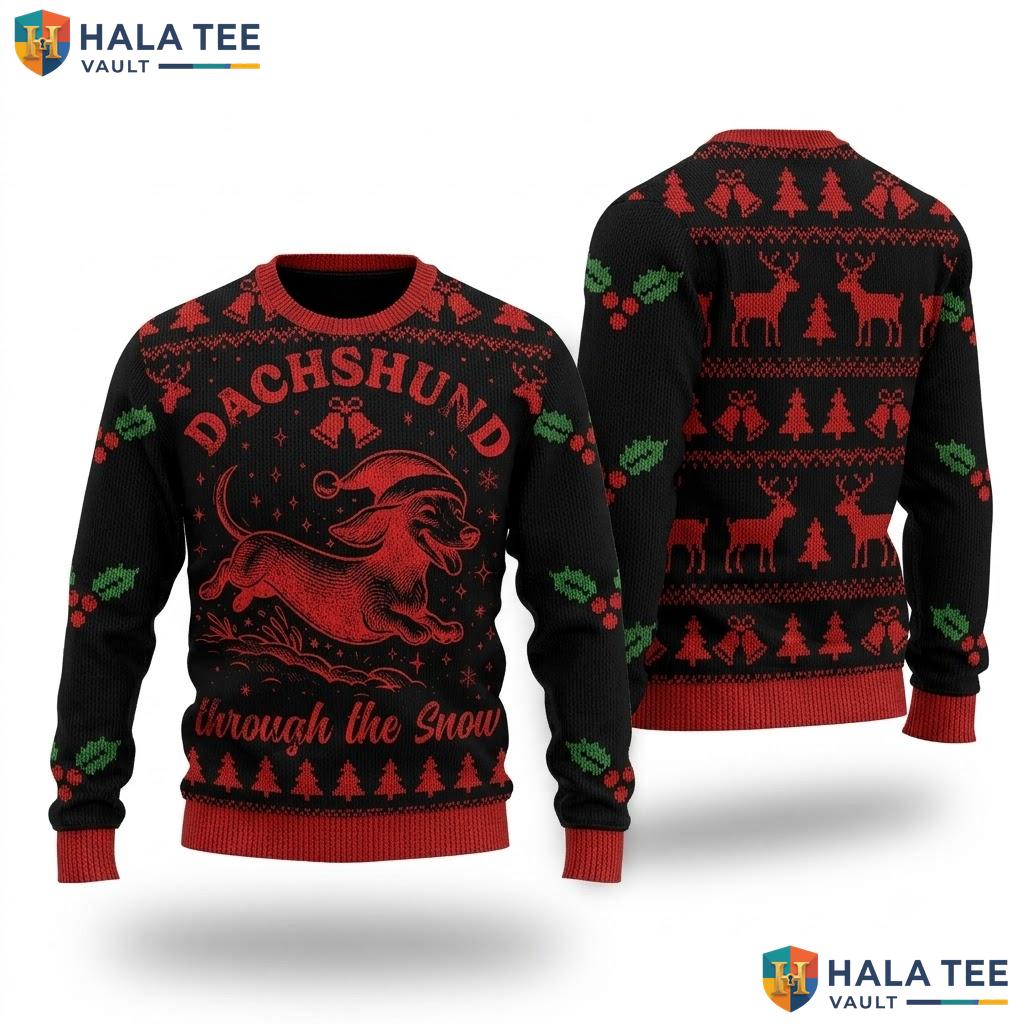 Dachshund Wiener Dog Xmas Sweater Funny Cute Doxie Lover Holiday Top