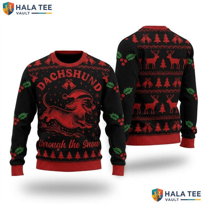 Dachshund Wiener Dog Xmas Sweater Funny Cute Doxie Lover Holiday Top
