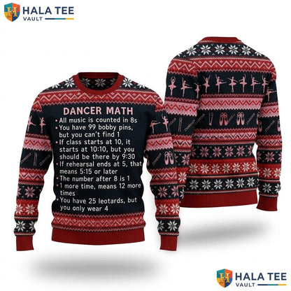 Dancer Math Ballet Christmas Sweater Funny Ballerina Graphic Apparel
