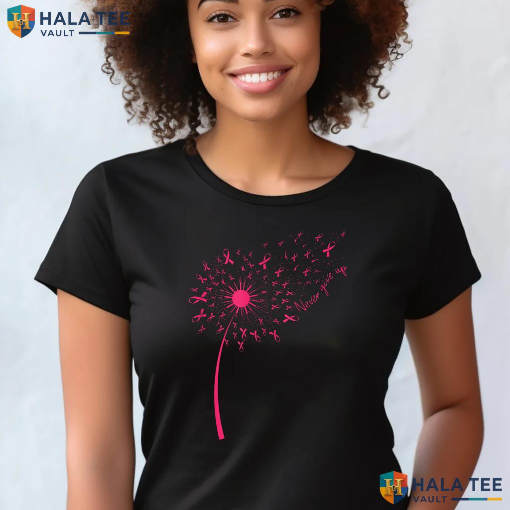 Dandelion Pink Ribbon Warrior Shirt Breast Cancer Awareness Apparel