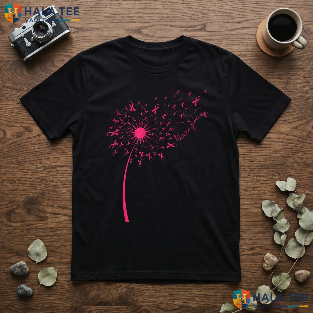 Dandelion Pink Ribbon Warrior Shirt Breast Cancer Awareness Apparel Adult