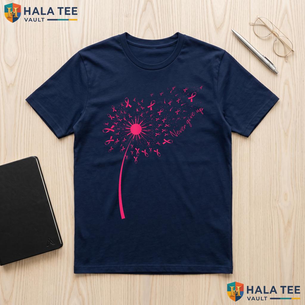 Dandelion Pink Ribbon Warrior Shirt Breast Cancer Awareness Apparel Adult