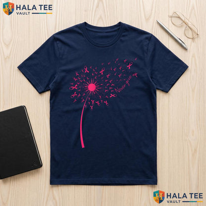 Dandelion Pink Ribbon Warrior Shirt Breast Cancer Awareness Apparel Adult
