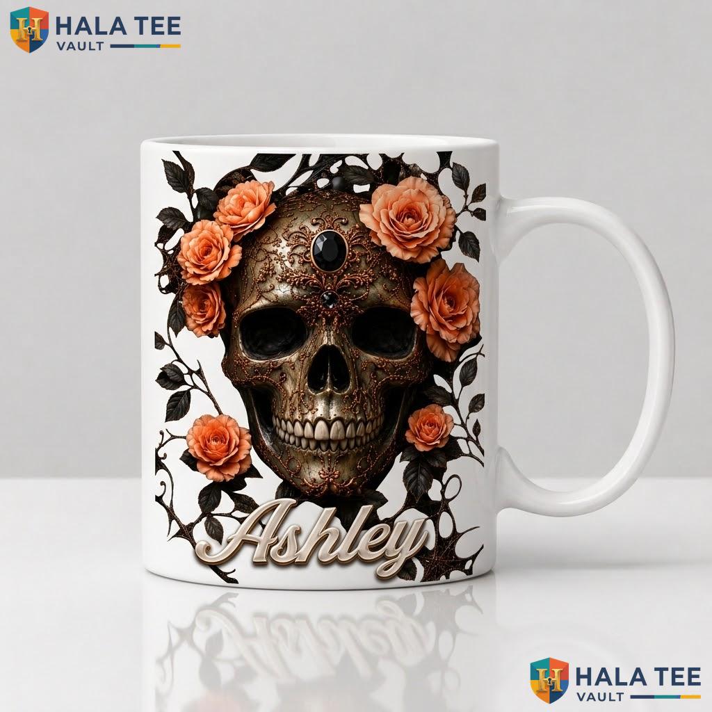 Dark Academia Book Skull Ceramic Mug Custom Halloween Witch Coffee Cup