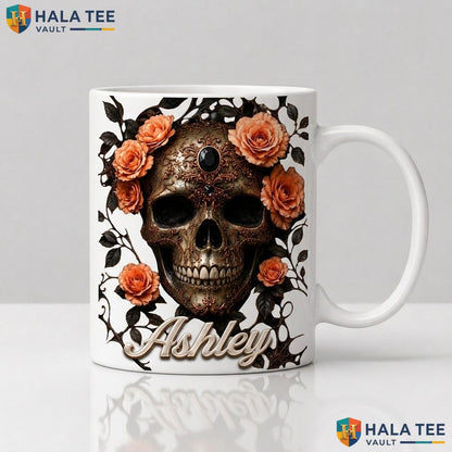 Dark Academia Book Skull Ceramic Mug Custom Halloween Witch Coffee Cup